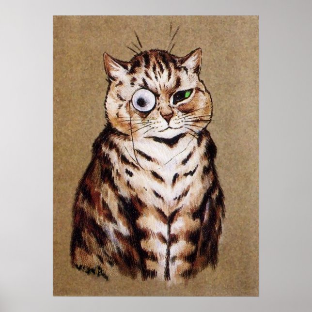 Impresión del Poster del gato del Monacle de Louis (Frente)