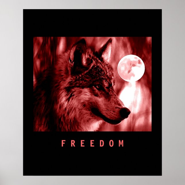 Impresión del Poster Lobo de Libertad Rojo Negro (Frente)