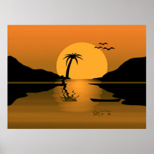 Impresión del reflejo del atardecer de verano