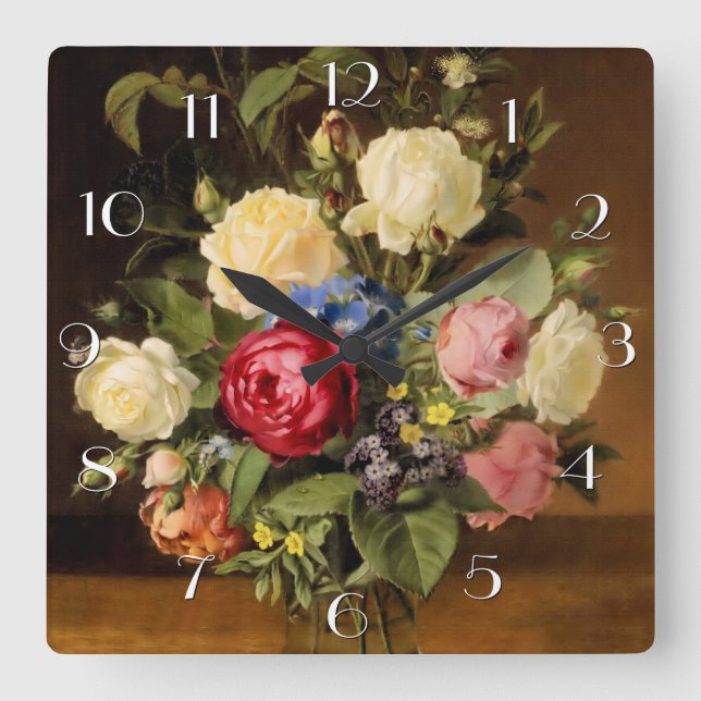 Impresión "del reloj de pared de los rosas del (Anverso)