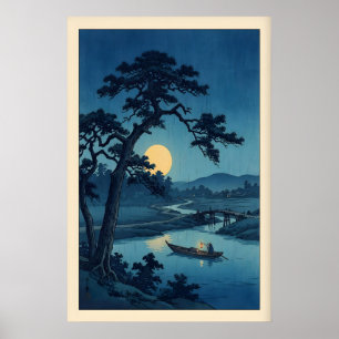Impresión del río bajo la luz de la luna estilo gr