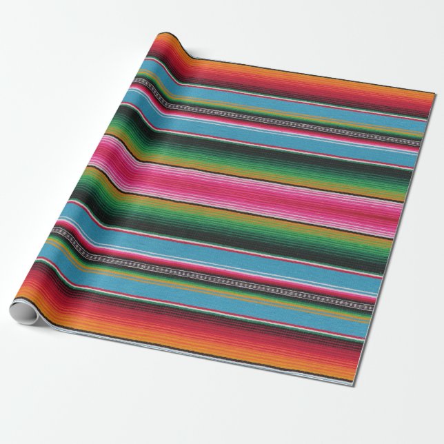 impresión del serape, papel de embalaje, azul (Desenrollado)