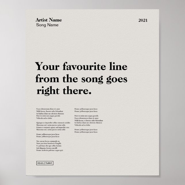 Impresión descargable de canción de personalizado, (Frente)