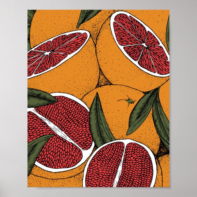 Impresión dibujada a mano con pomelo (Frente)