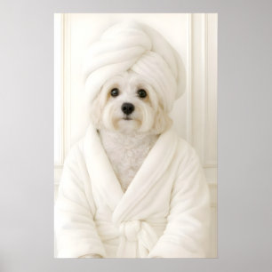 Impresión divertida de baño con Havanese, Havanese