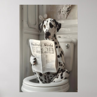 Impresión divertida de baño de dálmata, perro en e
