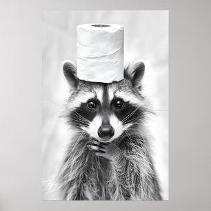 Impresión divertida de baño de mapache, sombrero d