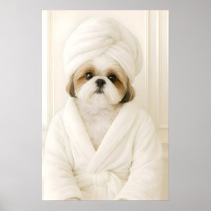 Impresión divertida de baño de Shih Tzu, Shih Tzu 