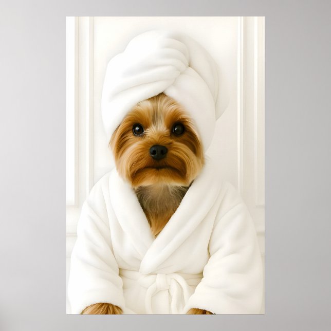 Impresión divertida de baño de Yorkshire Terrier,  (Frente)