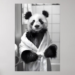 Impresión divertida de bata de panda para pared de
