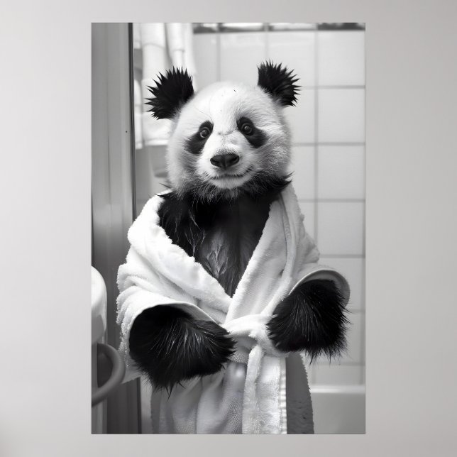 Impresión divertida de bata de panda para pared de (Frente)