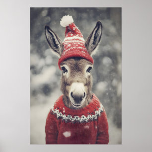Impresión divertida de burro de Navidad Animal inv