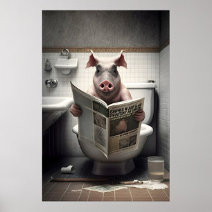 Impresión divertida de cerdo en baño Animales en l