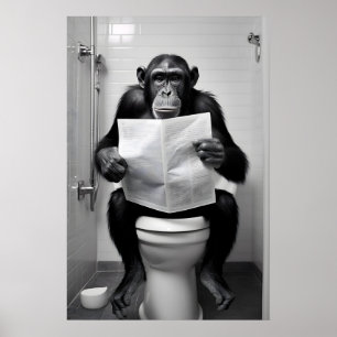 Impresión divertida de chimpancé en el baño Arte d