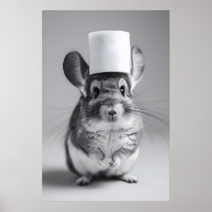 Impresión divertida de chinchilla de baño, sombrer