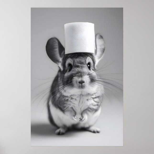 Impresión divertida de chinchilla de baño, sombrer (Frente)