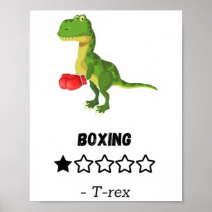 Impresión divertida de dinosaurios sobre el boxeo 