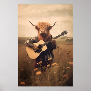 Impresión divertida de guitarra de vaca de las Tie