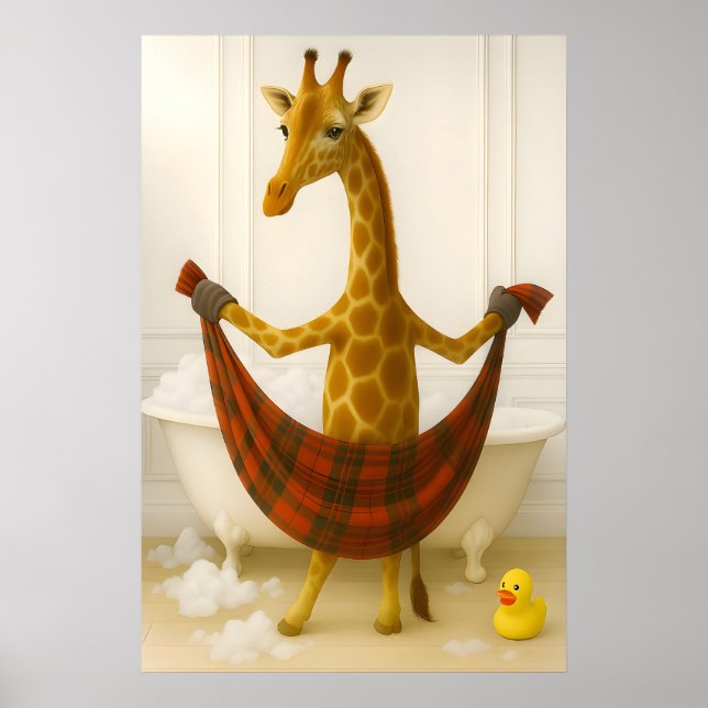 Impresión divertida de jirafa de baño, Jirafa en b (Frente)
