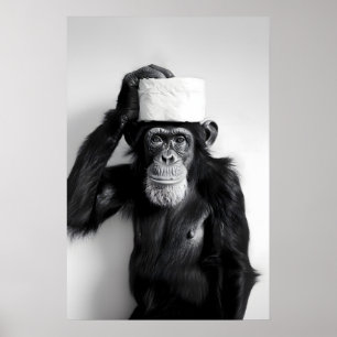 Impresión divertida de mono en baño Foto de animal