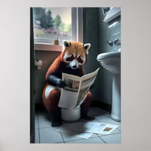Impresión divertida de panda rojo en el baño Anima