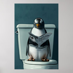 Impresión divertida de pingüino en el baño, Arte d