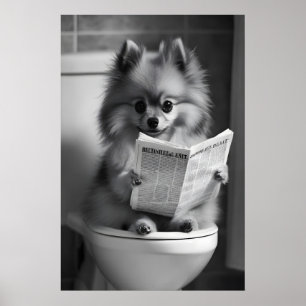Impresión divertida de Pomerania en el baño, leyen