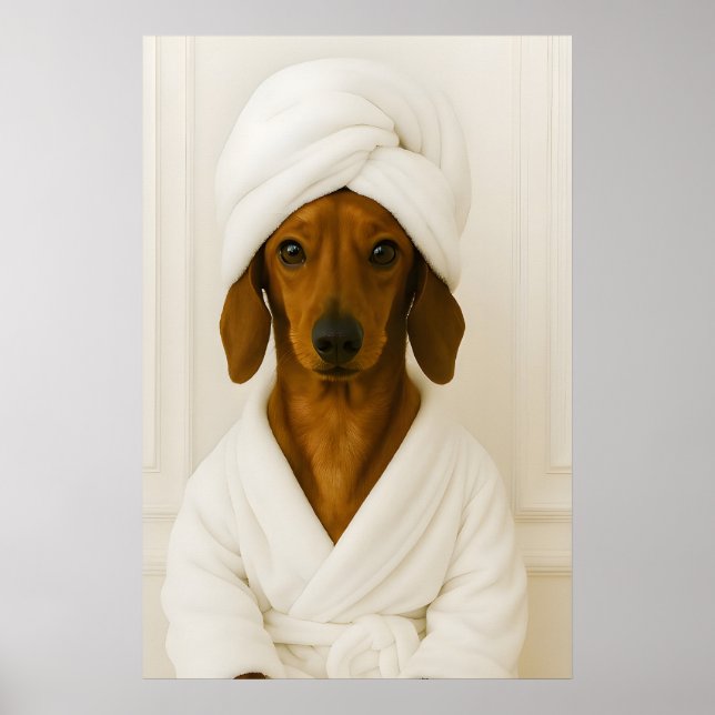 Impresión divertida de salón con Dachshund, Dachsh (Frente)