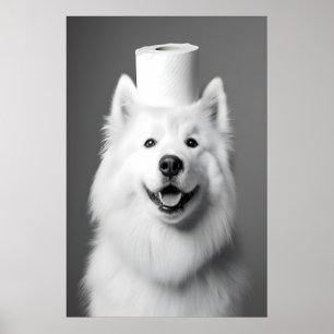 Impresión divertida de Samoyedo en el baño, arte d