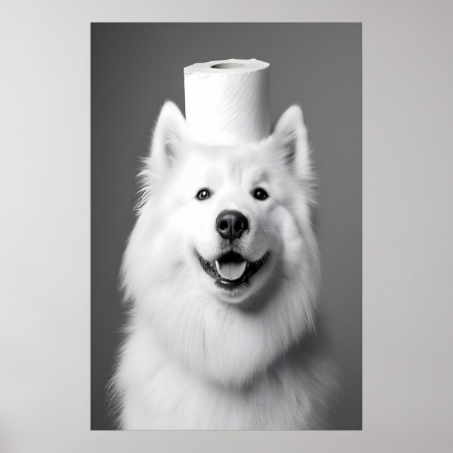 Impresión divertida de Samoyedo en el baño, arte d (Frente)