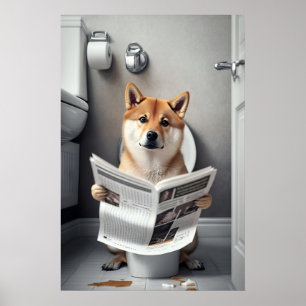 Impresión divertida de Shiba Inu en el baño Perro 