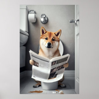 Impresión divertida de Shiba Inu en el baño Perro 