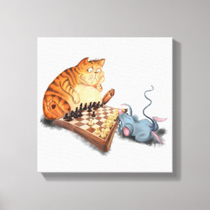 Impresión divertida en lienzo de gato y ratón juga