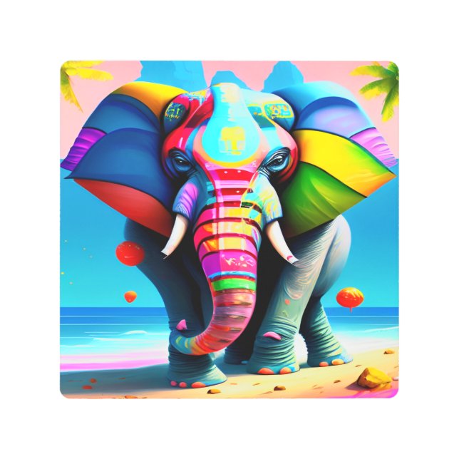 Impresión divertida y lúdica del Elefante Arcoiris (Anverso)