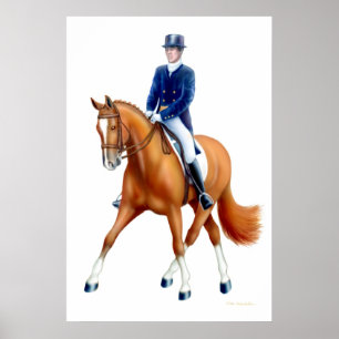 Impresión ecuestre del medio paso del Dressage