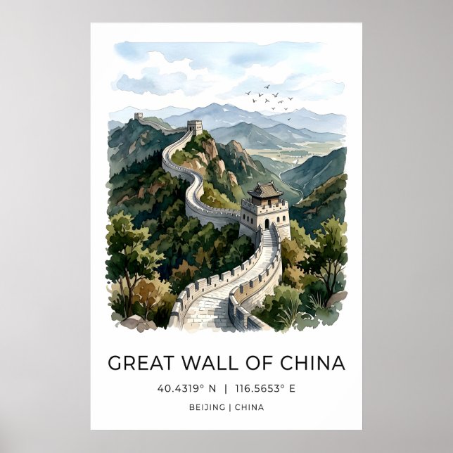 Impresión en acuarela de la Gran Muralla China, ar (Frente)