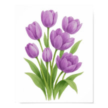 Impresión en acuarela de tulipanes púrpura - Decor