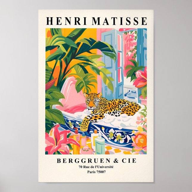 Impresión en el baño, arte en la pared del leopard (Frente)