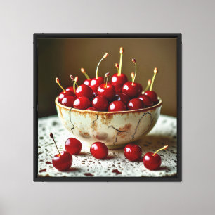 Impresión en lienzo 16"x16" Cerezas