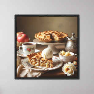 Impresión en lienzo 40x40 cm. Tarta de manzana y h