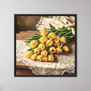 Impresión en lienzo 40x40 cm Tulipanes amarillos