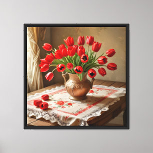 Impresión en lienzo 40x40 cm Tulipanes rojos