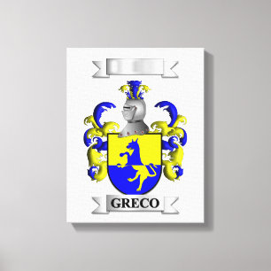 Impresión en lienzo Apellido y Escudo Greco