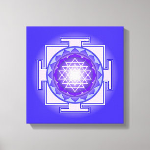 Impresión en lienzo azul y púrpura Sri Yantra Ma
