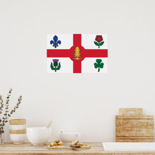 Impresión en lienzo con bandera de Montreal, Canad