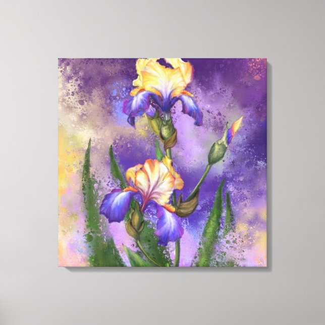Impresión en lienzo con flores de iris (Anverso)