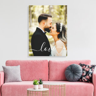 Impresión en lienzo con guión de amor y foto famil