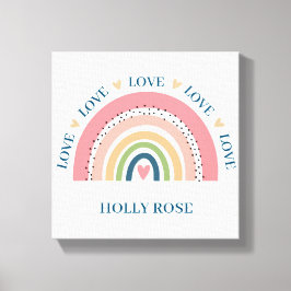 Impresión en lienzo - Corazones de arcoíris azul 2