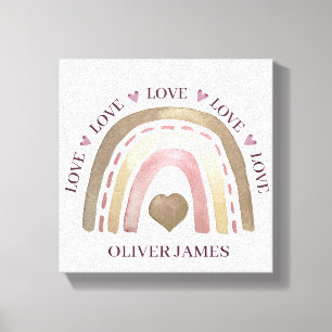 Impresión en lienzo - Corazones de arcoíris ciruel