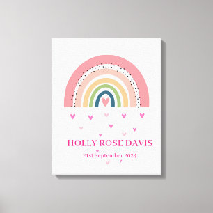 Impresión en lienzo - Corazones de arcoíris rosa